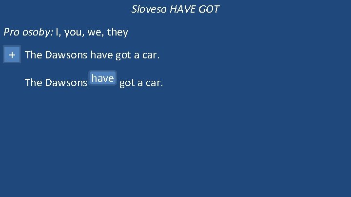 Sloveso HAVE GOT Pro osoby: I, you, we, they + The Dawsons have got