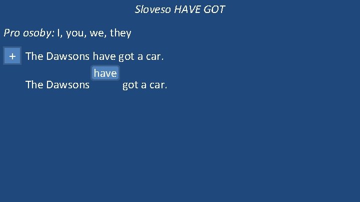 Sloveso HAVE GOT Pro osoby: I, you, we, they + The Dawsons have got