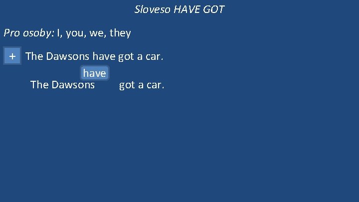 Sloveso HAVE GOT Pro osoby: I, you, we, they + The Dawsons have got