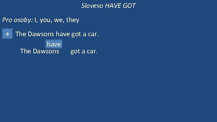 Sloveso HAVE GOT Pro osoby: I, you, we, they + The Dawsons have got