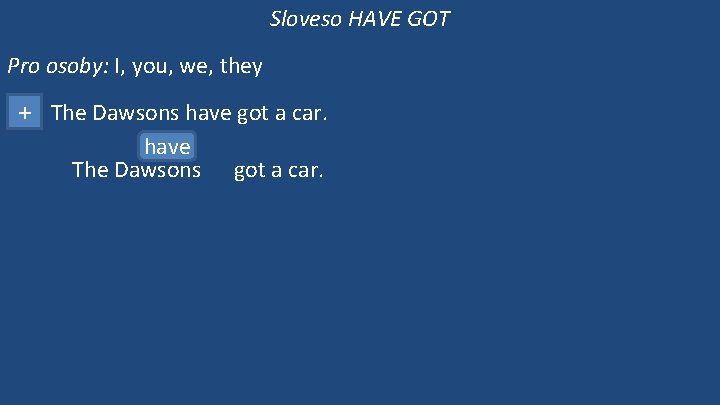 Sloveso HAVE GOT Pro osoby: I, you, we, they + The Dawsons have got