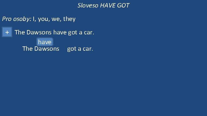 Sloveso HAVE GOT Pro osoby: I, you, we, they + The Dawsons have got