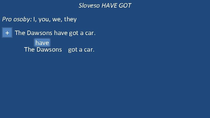 Sloveso HAVE GOT Pro osoby: I, you, we, they + The Dawsons have got