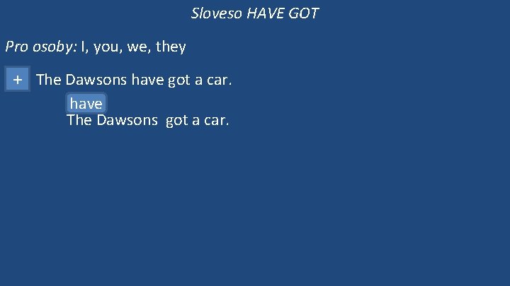 Sloveso HAVE GOT Pro osoby: I, you, we, they + The Dawsons have got