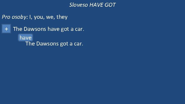 Sloveso HAVE GOT Pro osoby: I, you, we, they + The Dawsons have got