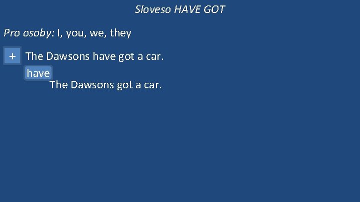 Sloveso HAVE GOT Pro osoby: I, you, we, they + The Dawsons have got