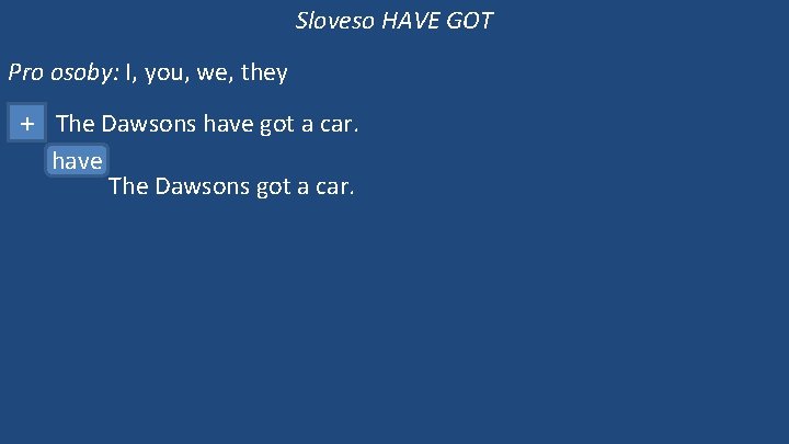 Sloveso HAVE GOT Pro osoby: I, you, we, they + The Dawsons have got