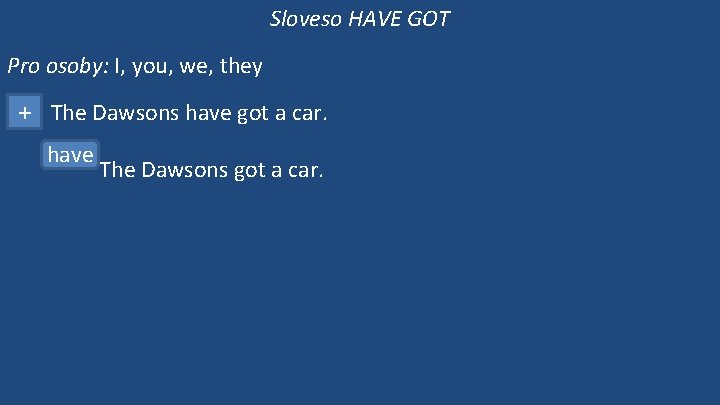 Sloveso HAVE GOT Pro osoby: I, you, we, they + The Dawsons have got