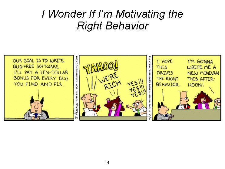 I Wonder If I’m Motivating the Right Behavior 14 I Wonder If I’m Motivating the Right Behavior 14