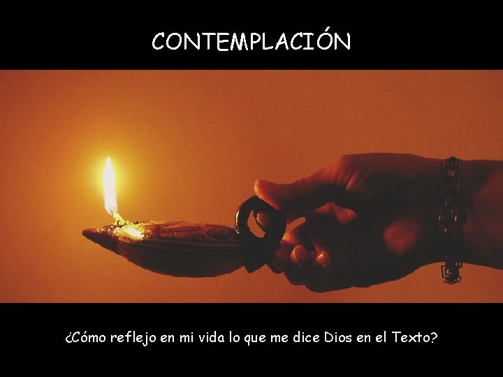 CONTEMPLACIÓN ¿Cómo reflejo en mi vida lo que me dice Dios en el Texto?