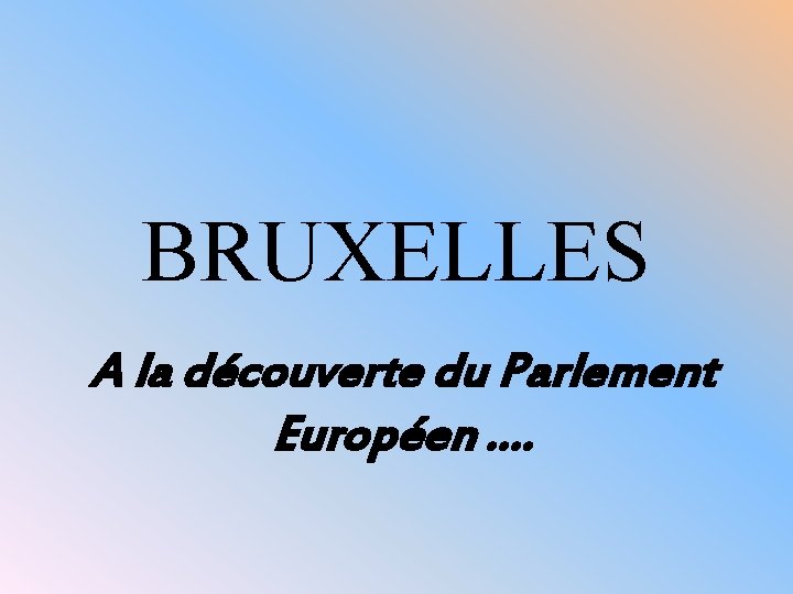 BRUXELLES A la découverte du Parlement Européen …. 