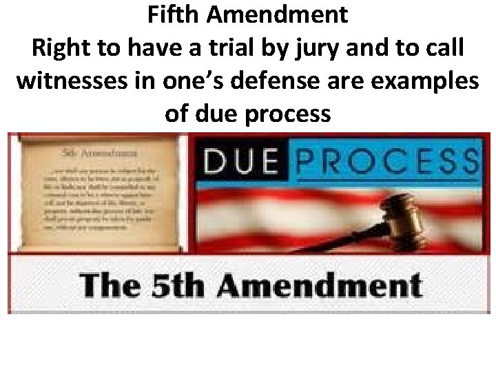 Fifth Amendment Right to have a trial by jury and to call witnesses in