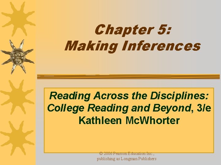 Chapter 5: Making Inferences Reading Across the Disciplines: College Reading and Beyond, 3/e Kathleen