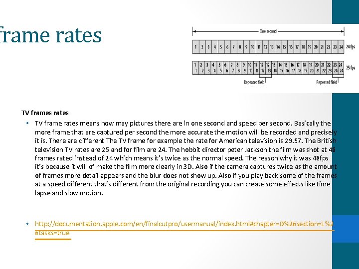 frame rates TV frames rates • TV frame rates means how may pictures there