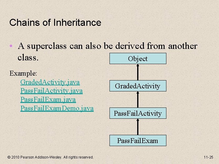Chains of Inheritance • A superclass can also be derived from another class. Object