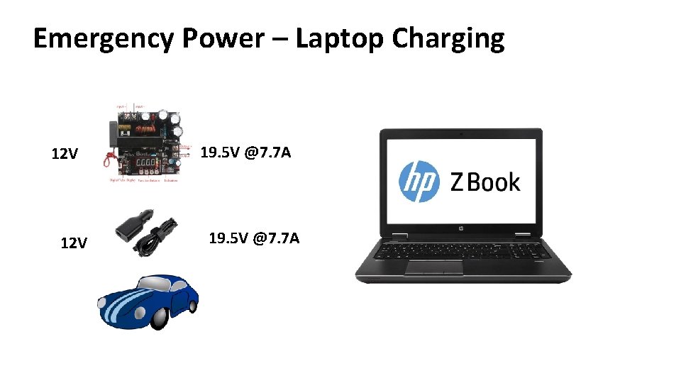 Emergency Power – Laptop Charging 12 V 19. 5 V @7. 7 A 