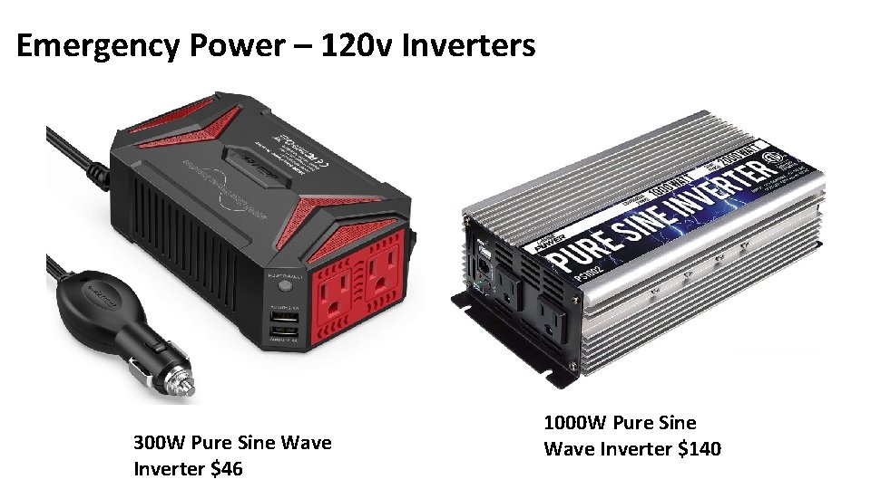 Emergency Power – 120 v Inverters 300 W Pure Sine Wave Inverter $46 1000