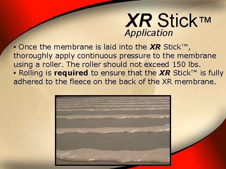 XR Stick ™ Application • Once the membrane is laid into the XR Stick™,