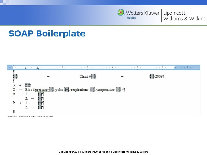 SOAP Boilerplate Copyright © 2011 Wolters Kluwer Health | Lippincott Williams & Wilkins 