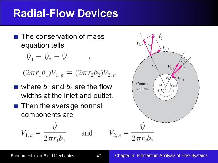 Radial-Flow Devices The conservation of mass equation tells where b 1 and b 2