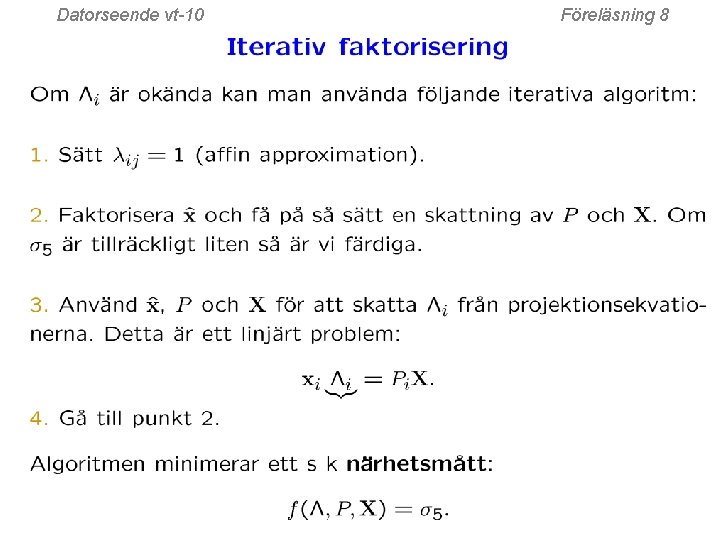 Datorseende vt-10 Föreläsning 8 