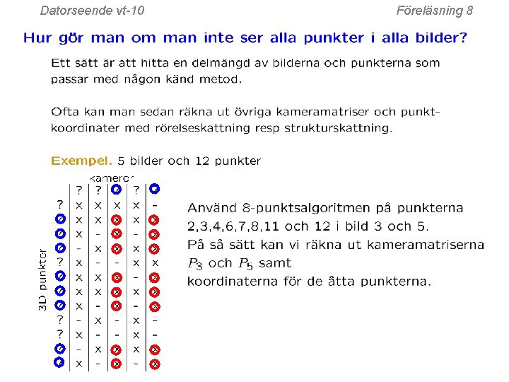 Datorseende vt-10 Föreläsning 8 