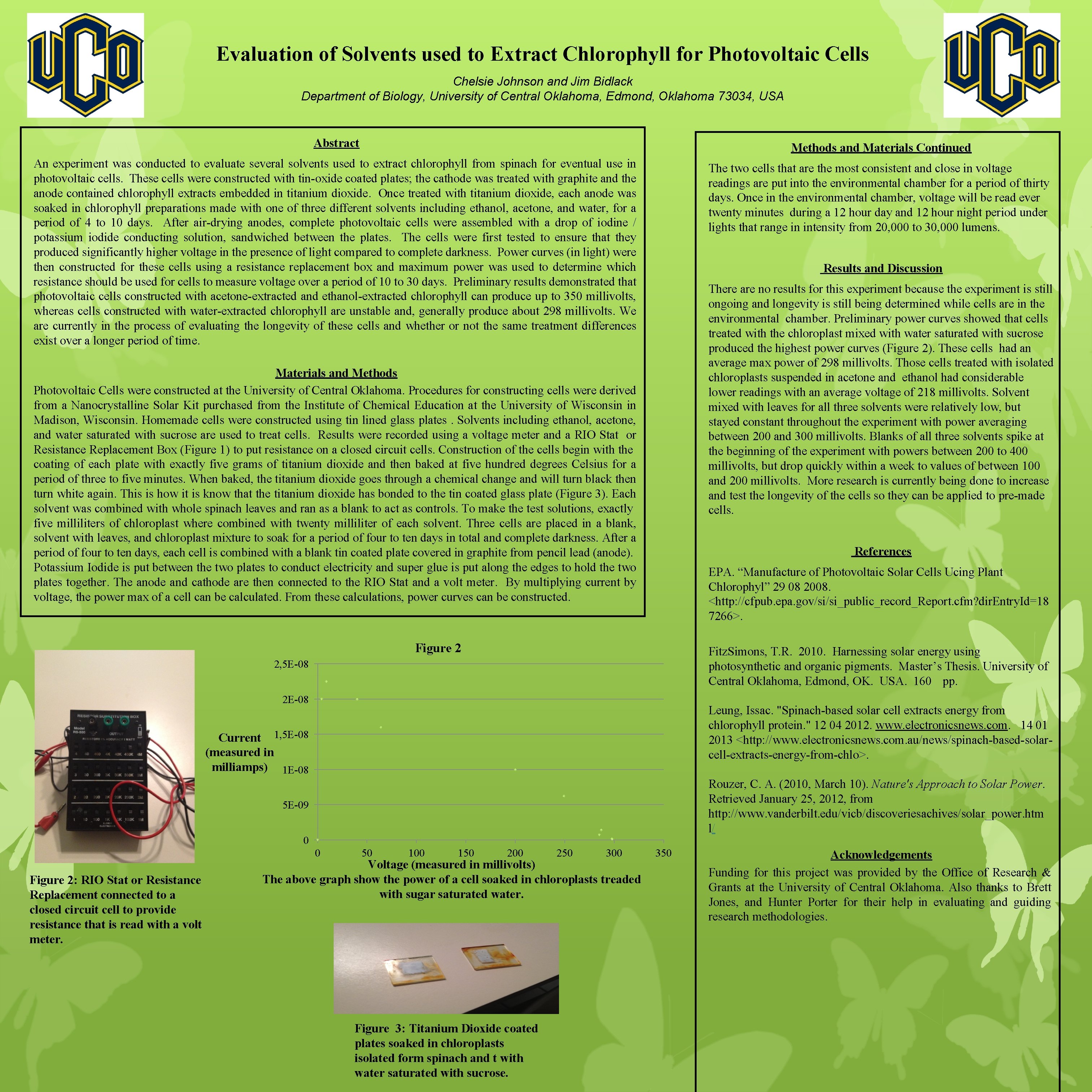 Evaluation of Solvents used to Extract Chlorophyll for Photovoltaic Cells Chelsie Johnson and Jim