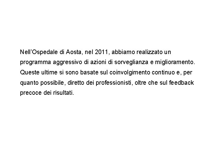 Nell’Ospedale di Aosta, nel 2011, abbiamo realizzato un programma aggressivo di azioni di sorveglianza