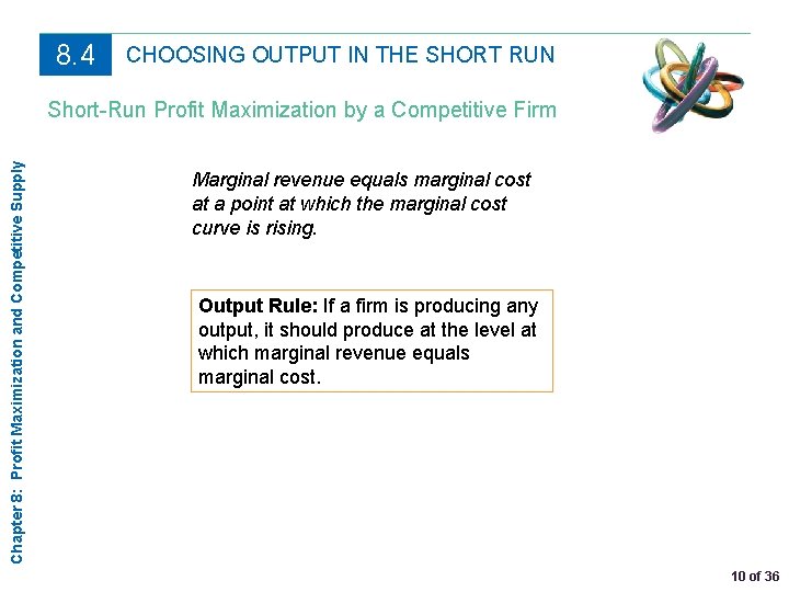 8. 4 CHOOSING OUTPUT IN THE SHORT RUN Chapter 8: Profit Maximization and Competitive