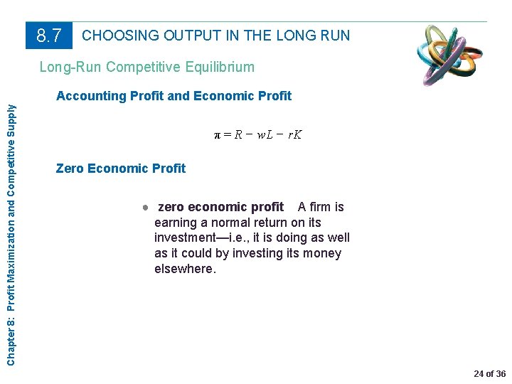 8. 7 CHOOSING OUTPUT IN THE LONG RUN Long-Run Competitive Equilibrium Chapter 8: Profit