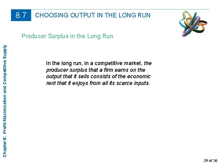 8. 7 CHOOSING OUTPUT IN THE LONG RUN Chapter 8: Profit Maximization and Competitive