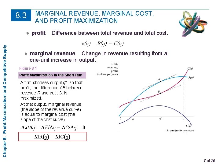 8. 3 MARGINAL REVENUE, MARGINAL COST, AND PROFIT MAXIMIZATION Chapter 8: Profit Maximization and