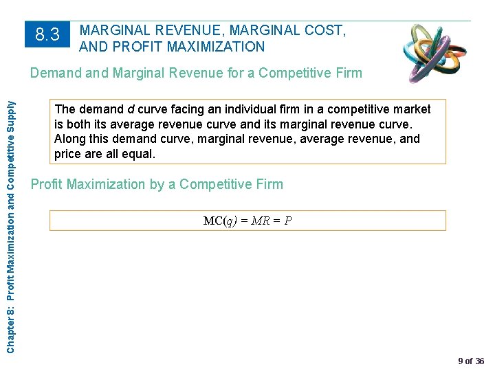 8. 3 MARGINAL REVENUE, MARGINAL COST, AND PROFIT MAXIMIZATION Chapter 8: Profit Maximization and