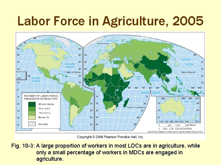 Labor Force in Agriculture, 2005 Fig. 10 -3: A large proportion of workers in