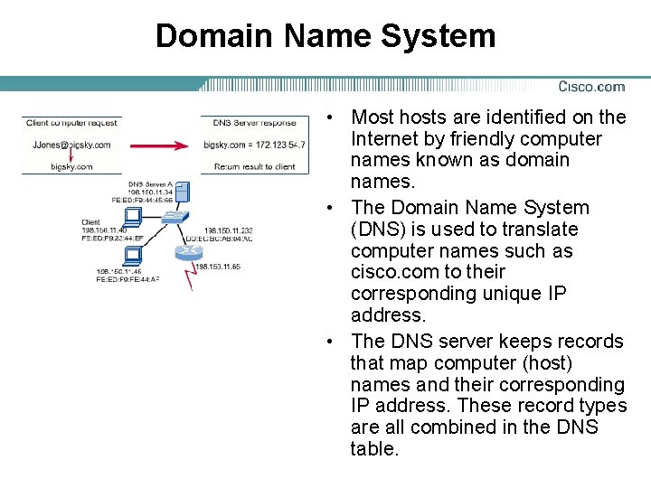 Domain Name System • Most hosts are identified on the Internet by friendly computer