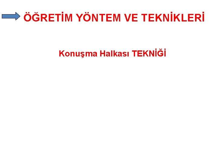 ÖĞRETİM YÖNTEM VE TEKNİKLERİ Konuşma Halkası TEKNİĞİ 