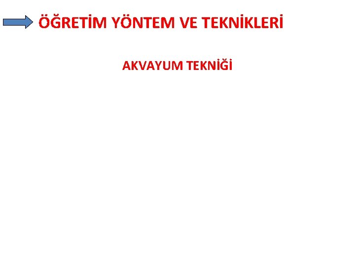 ÖĞRETİM YÖNTEM VE TEKNİKLERİ AKVAYUM TEKNİĞİ 