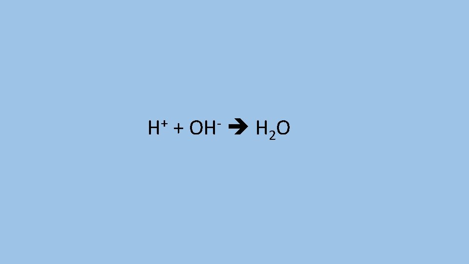 H+ + OH- H 2 O 