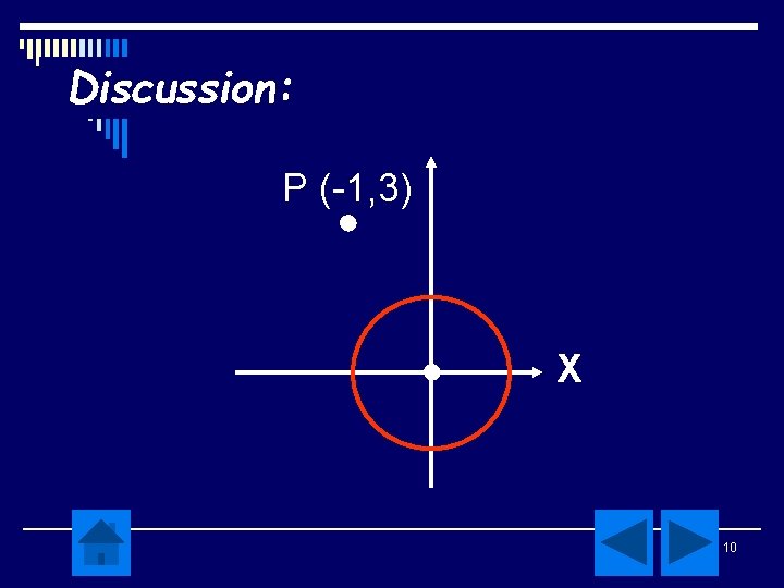 Discussion: P (-1, 3) ● ● X 10 Discussion: P (-1, 3) ● ● X 10