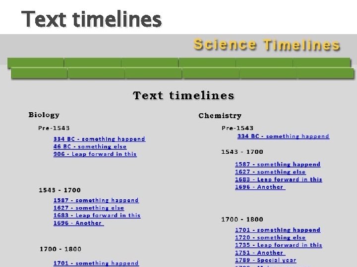 Text timelines Text timelines