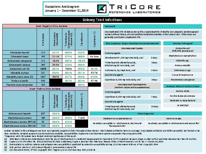 Outpatient Antibiogram January 1 – December 31, 2019 Urinary Tract Infections Gram Negative Urine