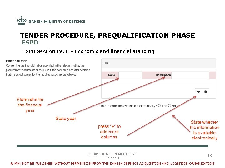 TENDER PROCEDURE, PREQUALIFICATION PHASE ESPD Section IV. B – Economic and financial standing .
