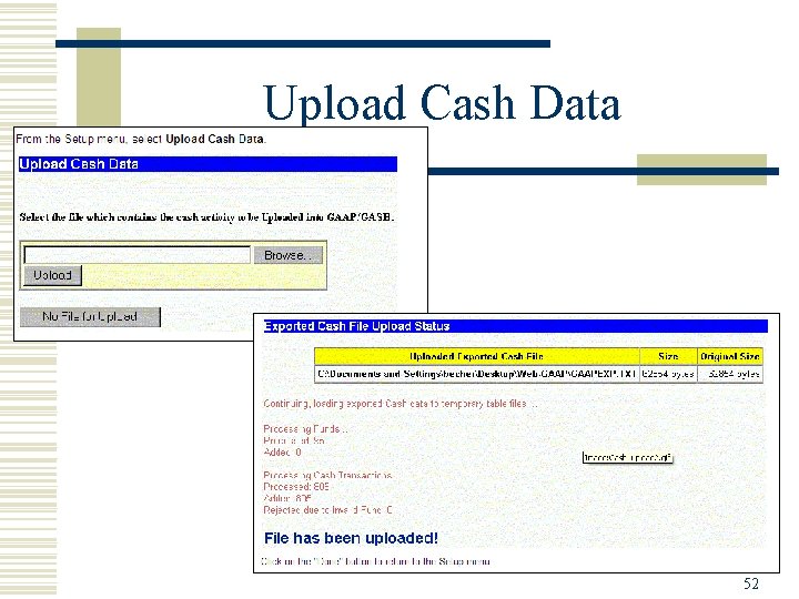 Upload Cash Data 52 