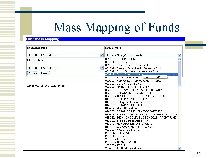 Mass Mapping of Funds 53 