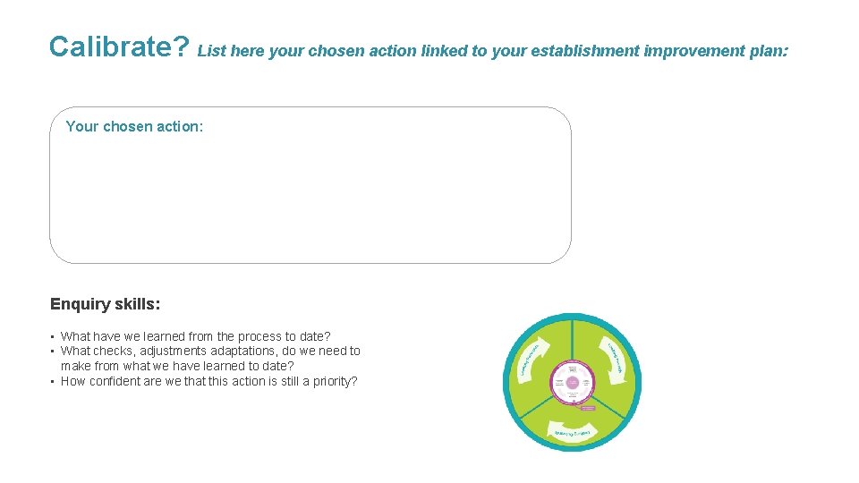 Calibrate? List here your chosen action linked to your establishment improvement plan: Your chosen