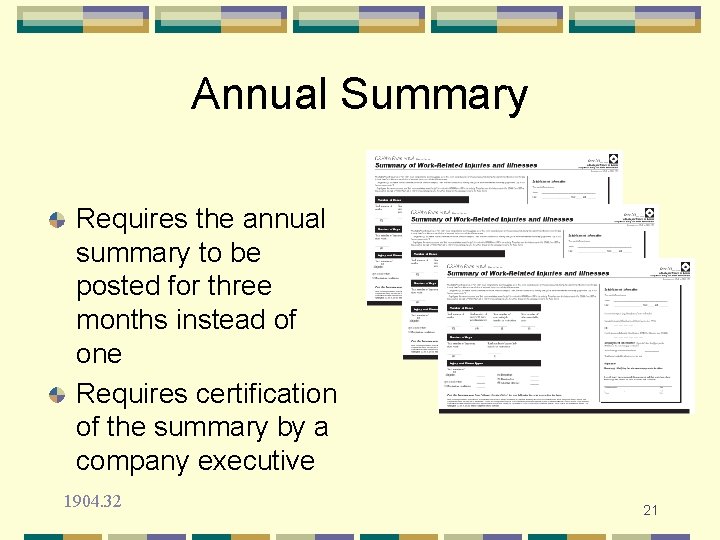 Annual Summary Requires the annual summary to be posted for three months instead of