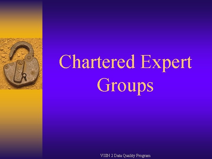 Chartered Expert Groups VISN 2 Data Quality Program 