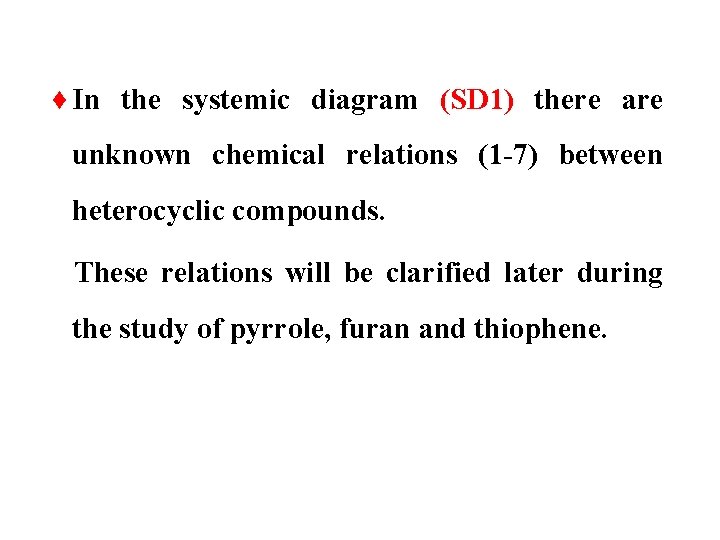 ¨In the systemic diagram (SD 1) there are unknown chemical relations (1 -7) between
