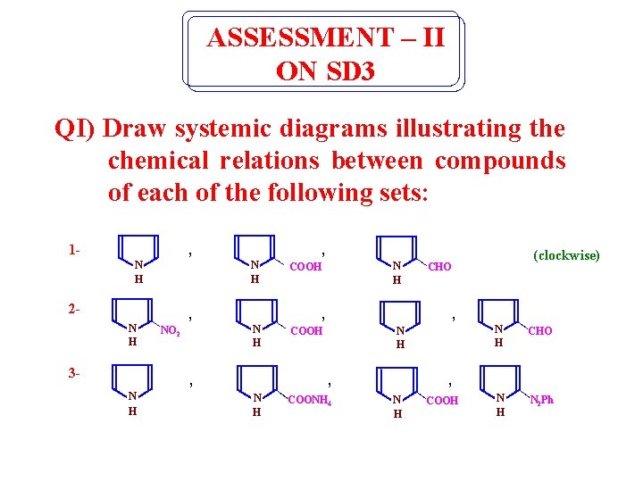 ASSESSMENT – II ON SD 3 QI) Draw systemic diagrams illustrating the chemical relations