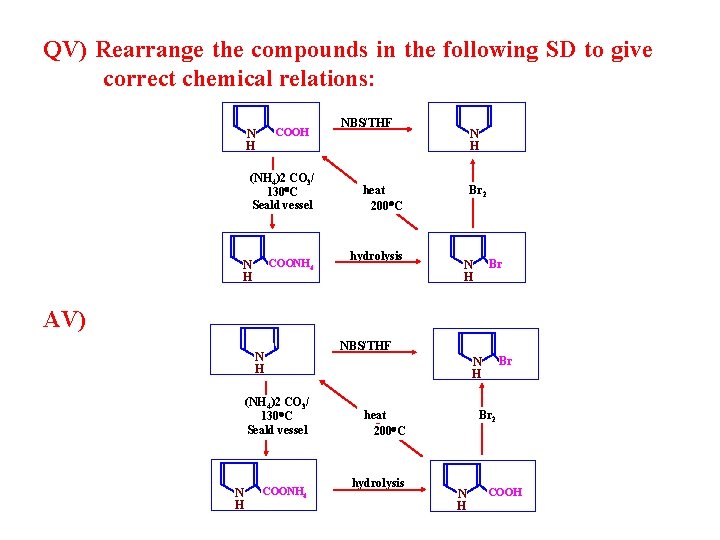 QV) Rearrange the compounds in the following SD to give correct chemical relations: COOH